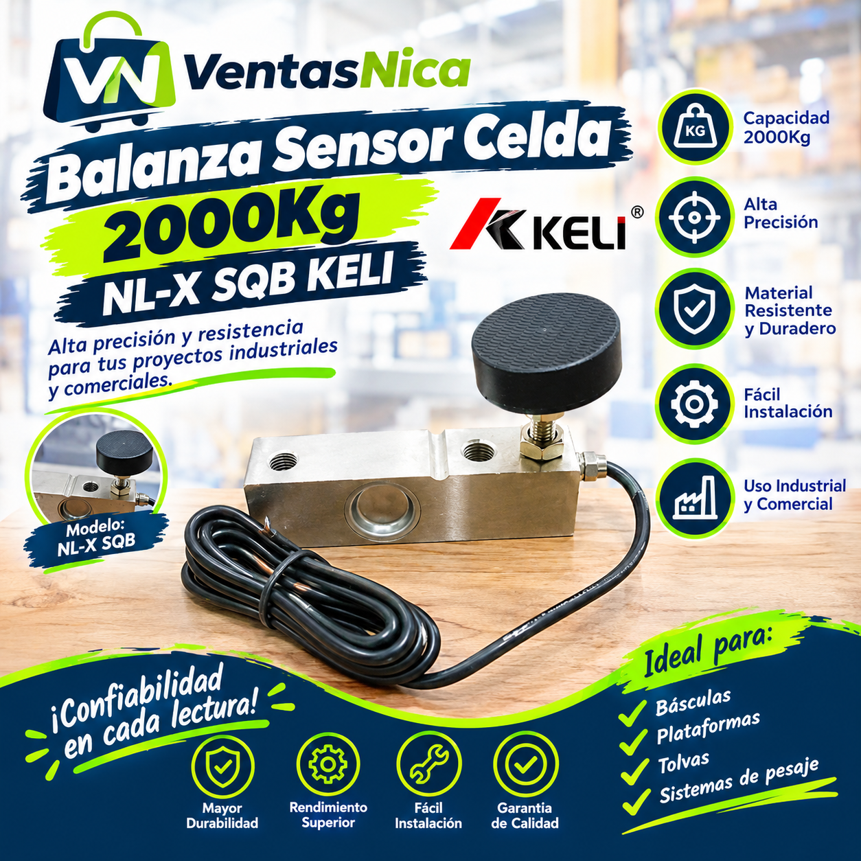Balanza Sensor Celda 2000Kg NL-X SQB KELI