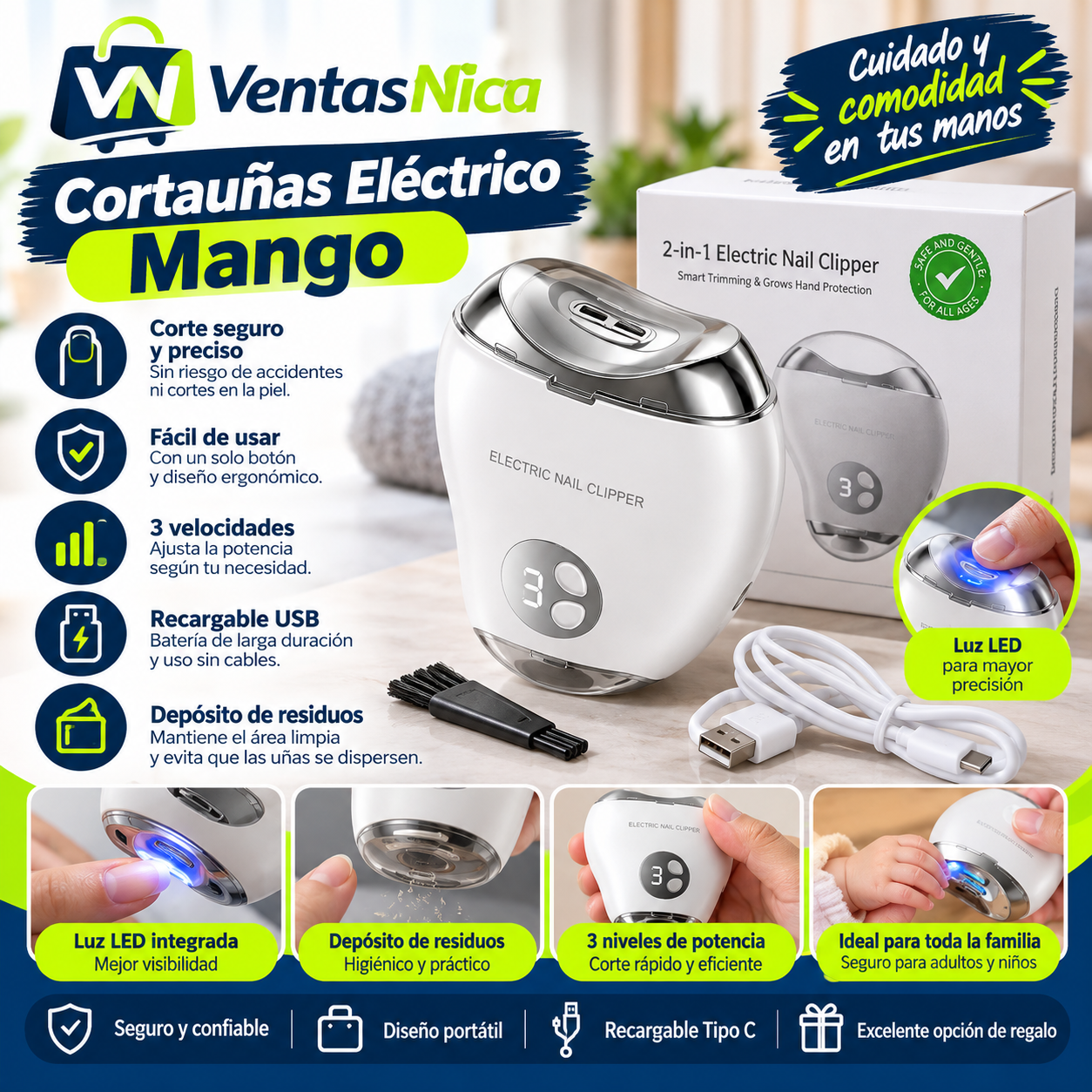 Hogar Cortauñas Eléctrico Mango