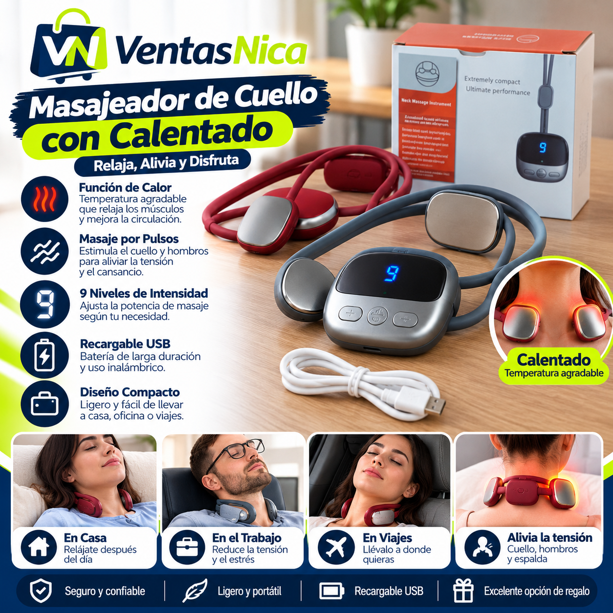 Hogar Masajeador de Cuello (calentado) (caja de regalo)
